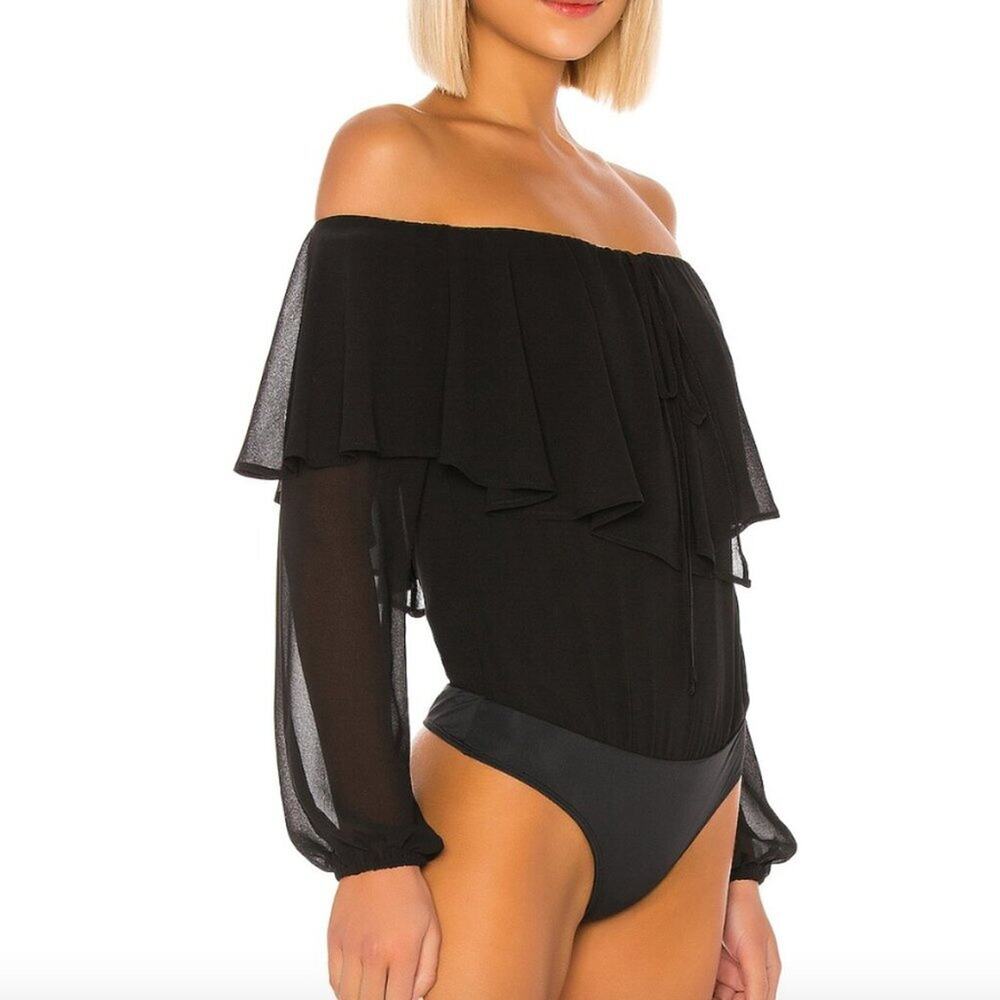 LPA Remi Black Off-the-Shoulder Bodysuit - Picture 2 of 9